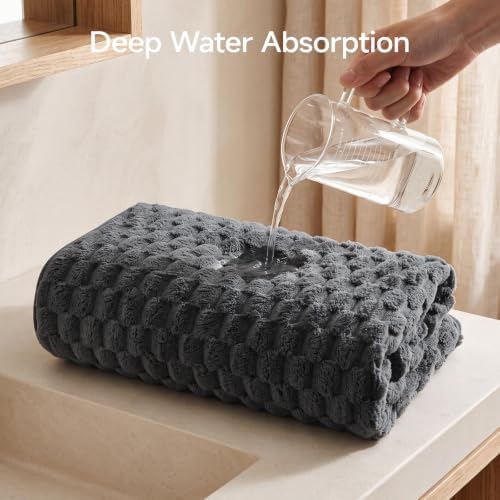 REDKISS Charcoal Gray Pink Microfiber Bath Towels Large, 30"x60", 2 Pack - Image 4