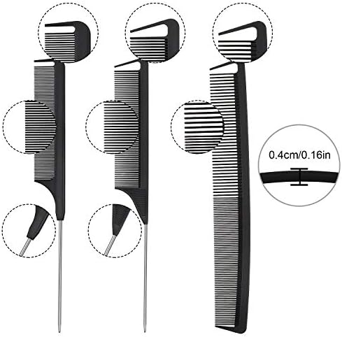 Patelai 12 Pcs Parting Combs Set Rat Tail Combs for Braiding, Black - Image 2