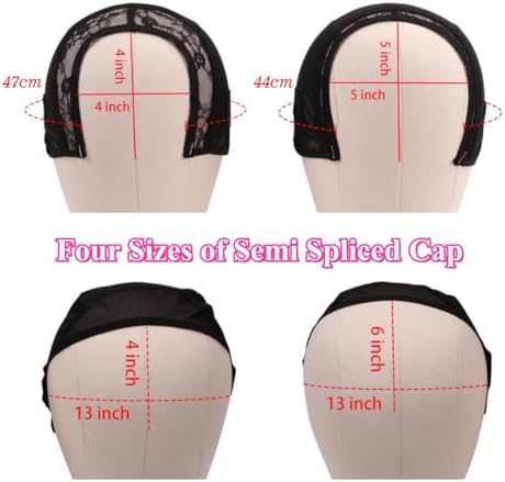 Wig Cap with Drawstring & Wig Grip Band for Lace Front Wigs, Non Slip Breathable Semi Spliced Cap, Secure Fit for All Wig Types, Comfortable for Daily Wear (5x5) - Image 3