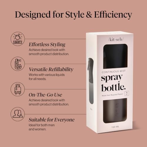 Kitsch Continuous Spray Bottle for Hair – Black, 150ml - Image 3