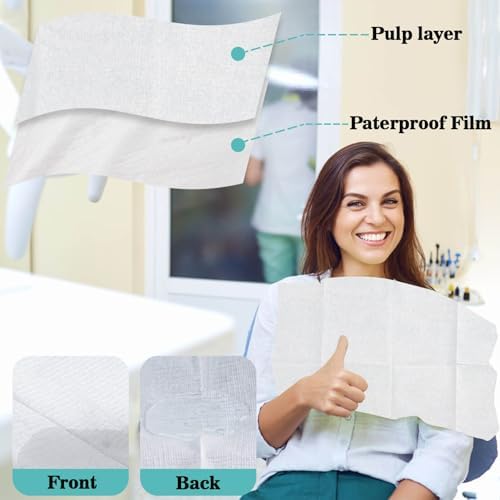 MAQIHAN 75pcs Dental Bibs Disposable - White Dentist Bib for Nail, Tattoo - Image 3