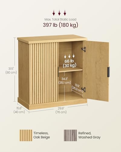 VASAGLE Contemporary Buffet Cabinet with Adjustable Shelves, Fluted Doors - Image 2