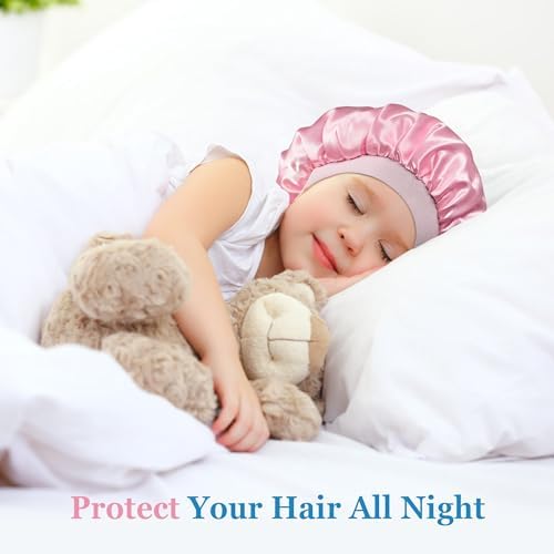 3 Pcs Kids Bonnets for Girls, Satin Silk Hair Bonnet for Sleeping - Image 5
