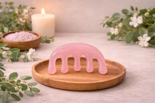 Bamboo Hair Brush and Comb Set for Women & Teens – Paddle Brush, Wide Tooth Comb, Scalp Massager, Gua Sha Comb & Cotton Bag, Pink Aesthetic Self Care Gift Set - Image 5