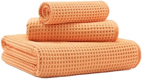 MICROFI Microfiber Waffle Bath Towels, 3 Pieces, Oversized, Soft, Absorbent, Fast Drying, Lint Free, Includes Bath, Face and Hand Towels 430 GSM by Unknown