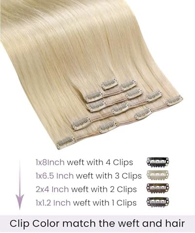 LaaVoo Human Hair Clip In Extensions, For Short Hair, 12 Inch 5Pcs 80g - Image 2