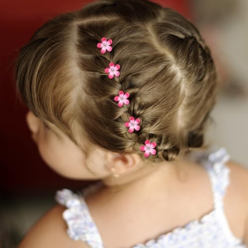 YISSION 20Pcs Mini Ombre Hot Pink Flower Hair Clips Women Girls Wedding - Image 5