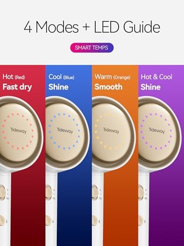 Tideway Hair Dryer, Blow Dryer with Diffuser, Ionic Professional High-Speed 1500W Low-Noise, 110,000 RPM Brushless Motor, Fast Drying, Travel Compact for Women & Men (Gold) - Image 3