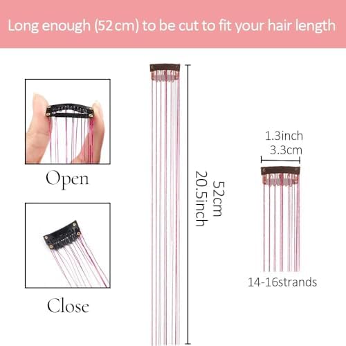 Silver Hair Tinsel 12Pcs Clip in Hair Tinsel Kit 20.5 Inch Fairy Hair Tinsel Kit Heat Resistant Silver Hair Accessories Glitter Hair Extensions for Christmas Halloween Cosplay Party - Image 3