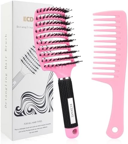 Detangler Brush for Wet and Dry Hair - Painless Hair Brush for Detangling Knots, Smoothing and Styling, for Adults and Kids, Gentle on Curly/Thick Hair (Pink) by Unknown