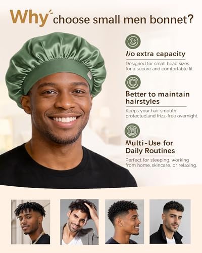 YANIBEST Small Satin Bonnet for Men, Hair Bonnet for Short Hair Waves - Image 2