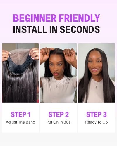 6x5 Lace Closure Glueless Straight Wig Natural Black 22 Inch - Image 6