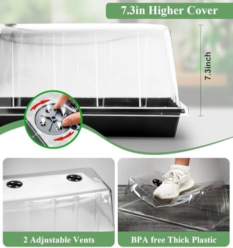 2-Pack 1020 Seed Starter Trays with Heat Mat and Clip-On Grow Light - Image 7