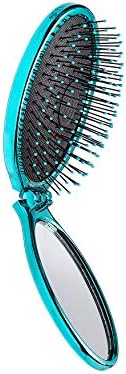 Wet Brush Pop Go Detangler, Blue Teal - Foldable, On-The-Go Design, Travel Brush, Ultrasoft IntelliFlex Bristles, Detangling Hairbrush, Built-In Mirror Handle, Wet & Dry, All Hair Types by WetBrush