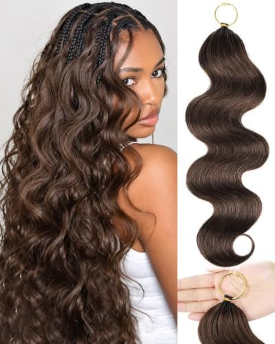 4# Chocolate Brown 18 Inch Human Crochet Hair for Black Women, Feather Crochet Extensions 55g 40 Strands, Resusable Miracle Look Hair Bundles, Soft Lightweight Small Knots Body Wave by VDZ100HumanHair