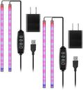 iPower 2Pack 20W LED Grow Lights with Full Spectrum Plant Growing Light Strips for Indoor Plant with Auto ON/Off 3/9/12H Timer, 10 Dimmable Levels 48 LEDs Per Tude, 2 Tubes, Red&Blue by iPower