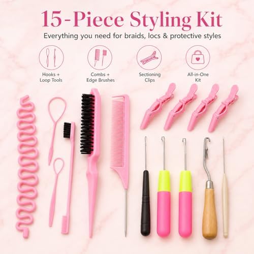 Nalexmi Crochet Hooks for Hair, 15-Piece Styling Kit for Braiding and Extensions - Image 6