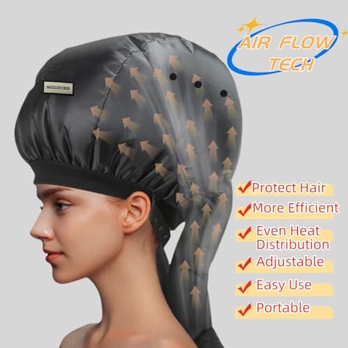 Bonnet Hair Dryer for Curly Hair,Upgraded Double Tubes Even Heat Distribution,Hairstyling Dryer Cap for Women,Diffuser Cap for Curls Hair Portable, Deep Conditioning for All Hairstyles at Home(size M) - Image 2