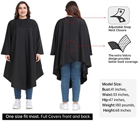 Professional Barber & Salon Cape with Sleeves | Large Hair & Water Repellent Cutting Cape with Adjustable Snaps - Image 2