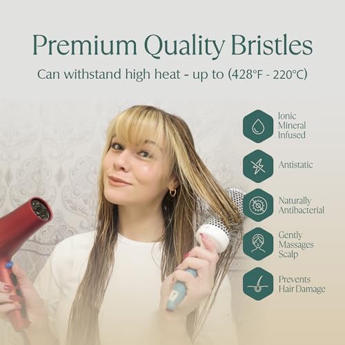 Round Brush for Blow Drying - Extra Small Ceramic Thermal Ionic Roller Brush for Sleek, Salon Blowout - Lightweight Round Hair Brush for Precise Styling and Manageable Hair (Bristle 1.7in, Barrel 1in) - Image 5