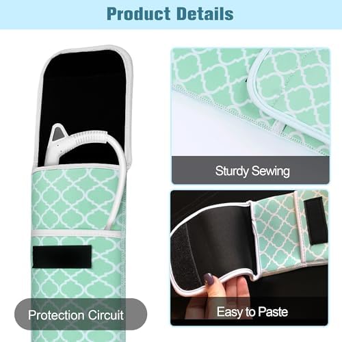 Women's Heat Resistant Neoprene Curling Iron Holder Flat Iron Curling Wand Travel Storage Cover Case Bag Pouch -Water-Resistant (Green-1) - Image 4