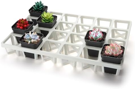 RooTrimmer 5 Pack Planting Pots Moving Trays for 3 inch(2.7 inch for Exact) Square Nursery Pots, 24 Cell Pots Carrier Holders(White) by RooTrimmer