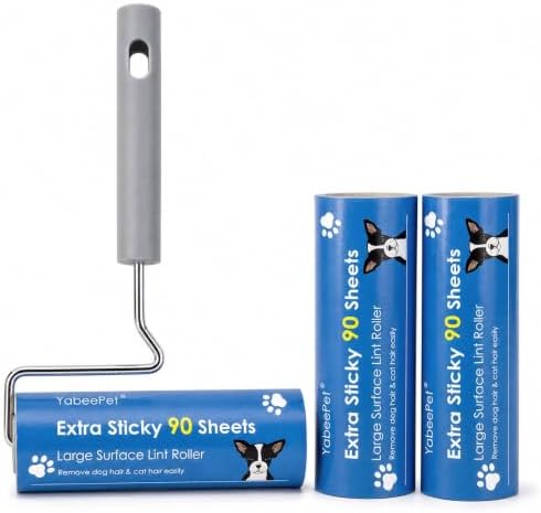 Extra Sticky Large Lint Roller, 6.3", 1 Roller + 2 Refills by Yabeepet