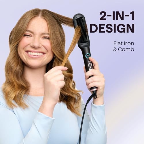 Wavytalk Hair Straightener Brush, Sleek Sweep Ionic Straightening Brush - Image 2