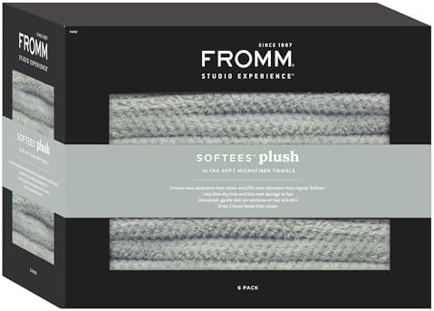 Fromm Softees Plush Microfiber Salon Hair Towels - Ultra Soft Fast Drying Towel for Hair, Hands, Face – Use at Home, Salon, Spa, Barber – 20" x 34" - Extra Durable and Absorbent - Sage Green, 6 Count by Fromm