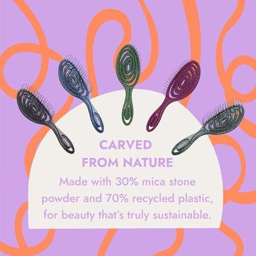 Ninabella Detangling Hair Brush - Gentle Detangler Brush for Curly, Fine, Thick and Long Hair - Hairbrush for Women - For Wet and Dry Hair - Stone Edition - Emerald Green - Image 5