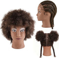 Afro Mannequin Head with 100% Human Hair Mannequin Head Curly Cosmetology for Display Practice Braiding Styling Training Head Hair Styling (Brown, 6 Inch) by AliLeader