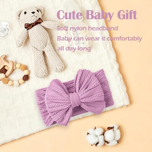 Baby Bows Headbands Soft Nylon Handmade Hair Accessories for Newborn Infant Toddler Kids (3 Mixed Purple, Large) - Image 4