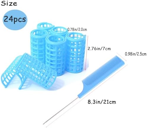 24PCS Plastic Snap-On Self-Grip Heatless Hair Curlers Set, 2.0cm/0.8in - Hairstyling Tools for DIY or Salon - Image 2