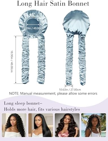 Heatless Curl Satin Bonnet for Sleeping, No Slip Sleep Bonnet with Long Curling Ribbons for Braids & Long Hair - Image 5