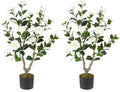 Goplus 36’’ Artificial Camellia Tree, 2 Pack Flower Plants Artificial Tree by Goplus