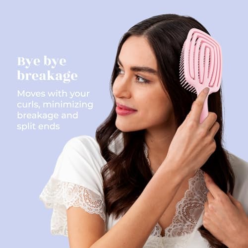 Crave Naturals FLEX DMC Detangling Brush for Thick Hair - Glide Thru Detangling Brush - Detangler for All Hair Types - Flexible Layers Square Paddle Hairbrush - Pink - Comfort Grip - Image 5