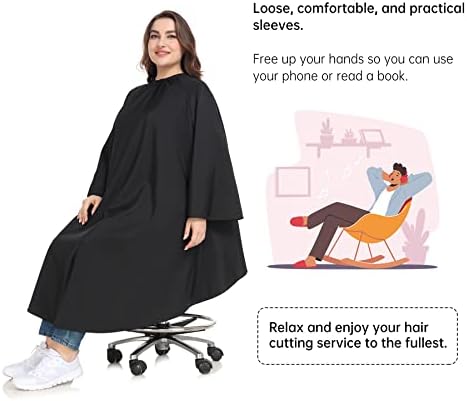 Professional Barber & Salon Cape with Sleeves | Large Hair & Water Repellent Cutting Cape with Adjustable Snaps - Image 3
