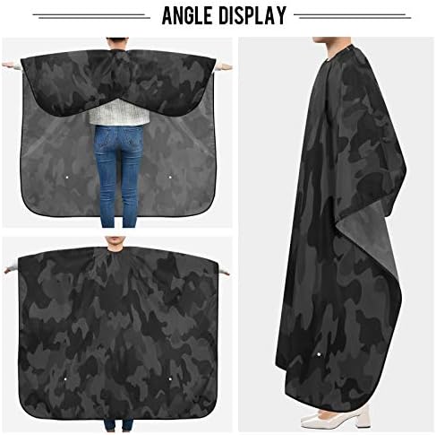 Blueangle Black Camouflage Barber Cape for Men Hair Cutting - Waterproof Salon Hairdressing Cape, 65" x 55" - Image 5