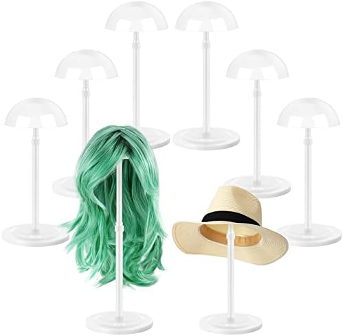 Tatuo 8 Pcs Wig Stand, 9.8"-18.9" Adjustable Height Wig Head Holder, White by Tatuo