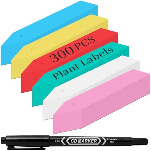 Dalzom® 300Pcs 4" Plant Labels with Marker Pen, Waterproof Plastic Plant Tags for Outdoor Seedlings Vegetable Garden Signs Markers Label Stakes (Multicolor) by Dalzom