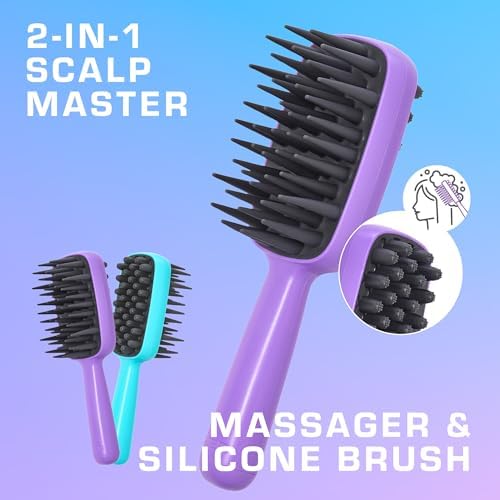 Red by Kiss Scalp Master 2-in-1 Silicone Scrubber & Shampoo Brush, Soft Long Bristles for Exfoliating Scalp, Boosting Circulation & Removing Build-Up (Teal) - Image 2