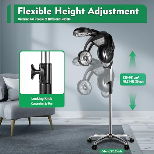 Professional Standing Hair Dryer, 1400W Salon Accelerator Color Processor with Adjustable Heights/Temperature, Four Heat Heads Salon Spa Orbiting Infrared Hair Dryer for Home & Hair Salons - Image 4