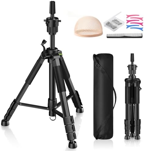 Mannequin Head Stand, 54 inch Adjustable Wig Stand Tripod with Non-Slip Base, Heavy Duty Metal Mannequin Tripod Stand for Cosmetology Hairdressing by Unknown