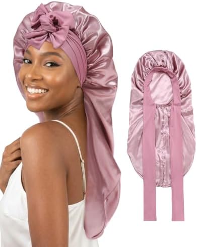 AWAYTR Long Satin Bonnet for Braids - Double Layer Hair Bonnet for Sleeping by AWAYTR