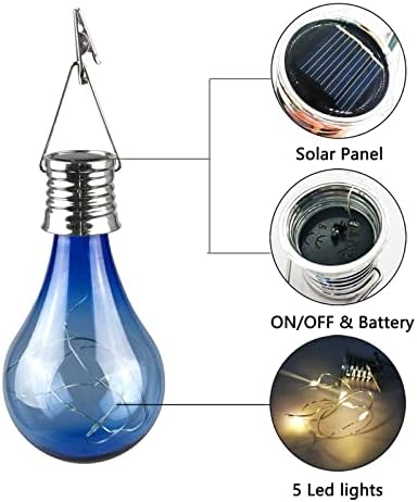 pearlstar Solar Light Bulbs Outdoor Waterproof Garden Camping Hanging LED Light Lamp Bulb Globe Hanging Lights for Home Yard Christmas Party Holiday Decorations (6 Pack-Solar Light Bulbs) - Image 3