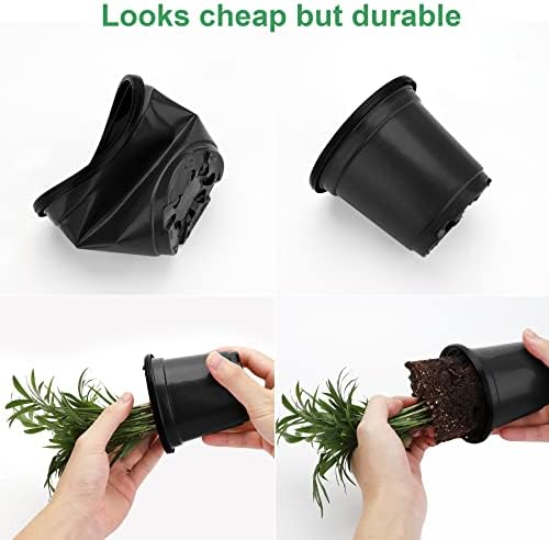 MIXC Nursery Pots with Humidity Dome, 4" Seed Starting Pot 30 Pack, Black - Image 2