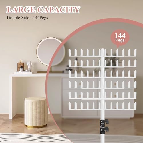 JANMPASK Braiding Hair Rack Height Adjustable 144 Pegs Braiding Rack Hair Extension Holder with Hair Braid Tools,Easy to Assemble - Image 2