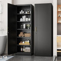 Tall Metal Narrow Bathroom Storage Locker Cabinet 67" H, Black Kitchen Pantry Cabinets,File Cabinet Organizer with 5 Adjustable Shelves and Lockable Doors for Kitchen Home Office Living Dining Room by BAOLIWO