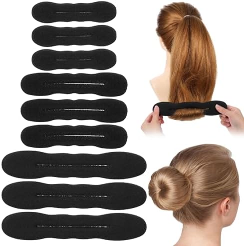 9 Pcs Hair Bun Maker Sponge Hair Buns Shaper Magic Snap Roll Sponge Curler Clips Foam Sponges Buns Hairs Styling Accessories Easy Bun Twister for Ballet French Twist Long Thin Curly Straight Wavy by Unknown