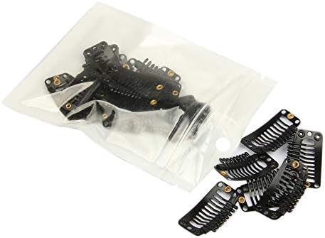 20pcs Stainless Snap Comb Clips for Wigs and Hair Extensions, DIY Hairpiece Accessories (Black) - Image 2